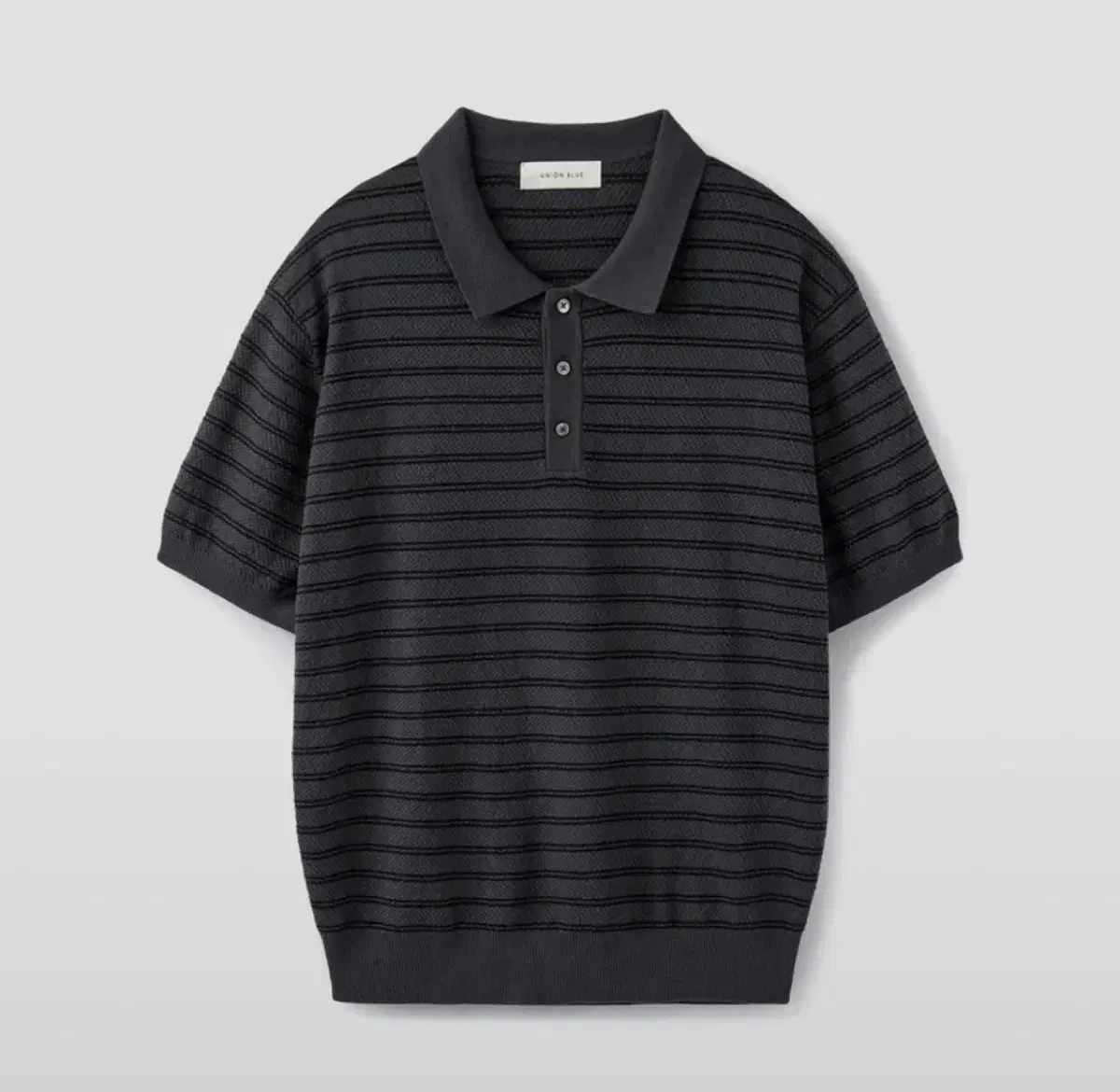 [L]유니온블루 STRIPE POLO KNIT BLACK